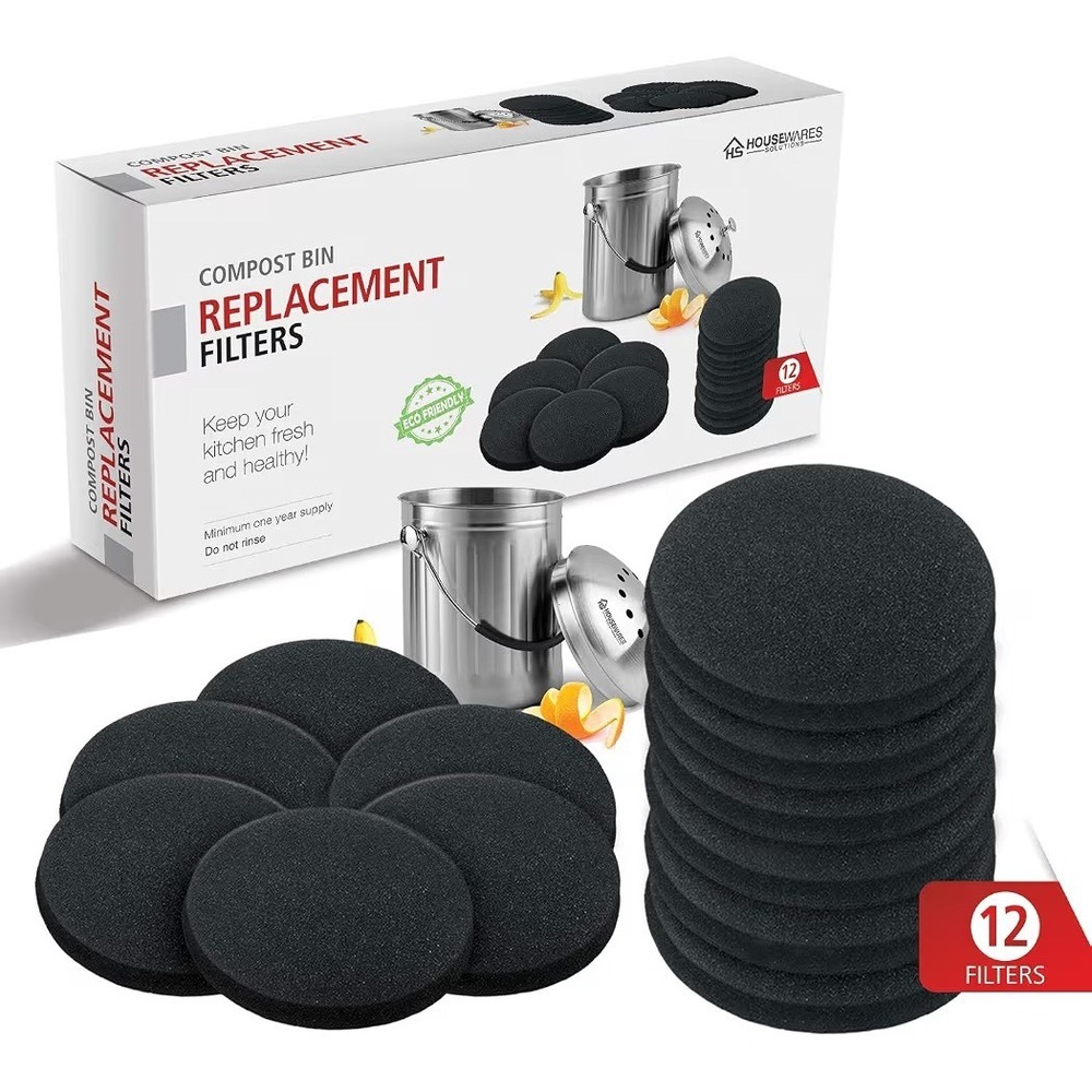 12 Pieces Counter Top Activated Carbon Compost Bin Filters - Extra Thick Indo...